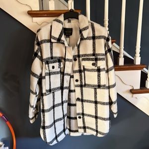 Sanctuary Midi Coat in Looking Glass Plaid  Sz L  NWT